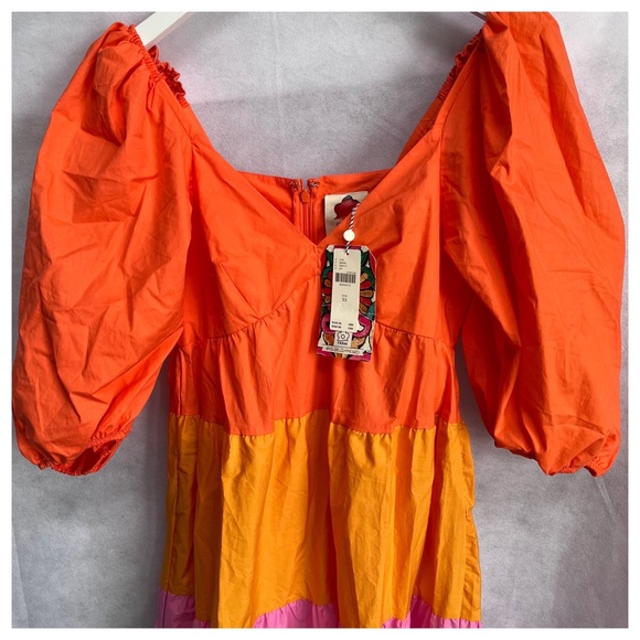 FARM RIO Tiered Colorblocked 3/4 sleeve Maxi Dress XS - Picture 11 of 17